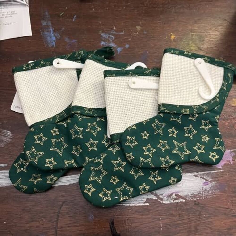 4 Charles Craft Mini Christmas Stockings Blank Cross Stitch